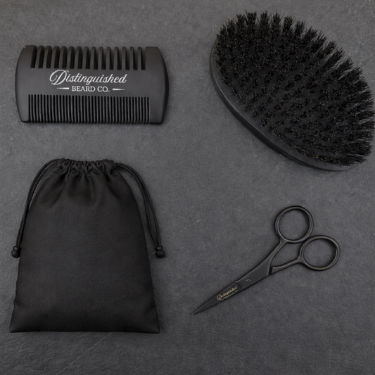 Premium Beard Brush, Comb, and Scissors Set