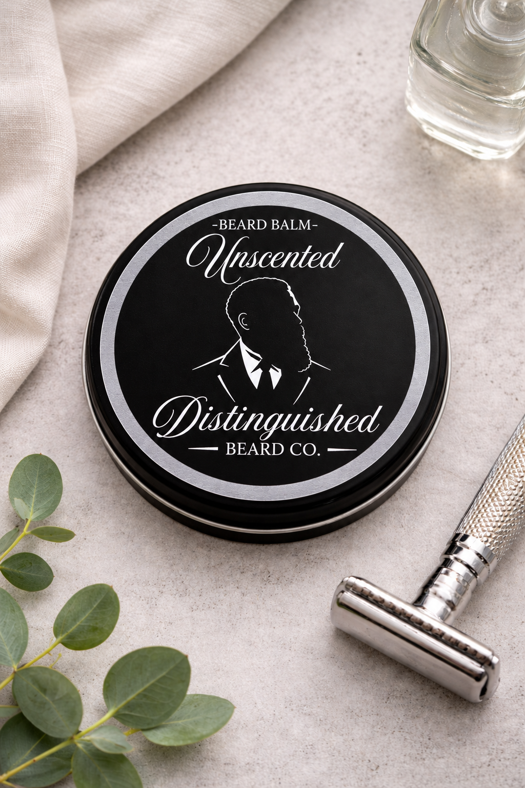 Distinguished Beard Co Unscented Beard Balm with matching scent label