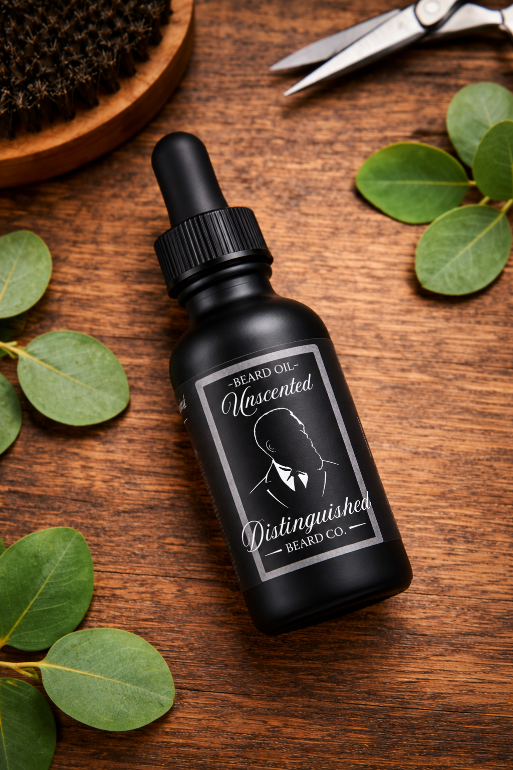Distinguished Beard Co Unscented Beard Oil in the current black bottle